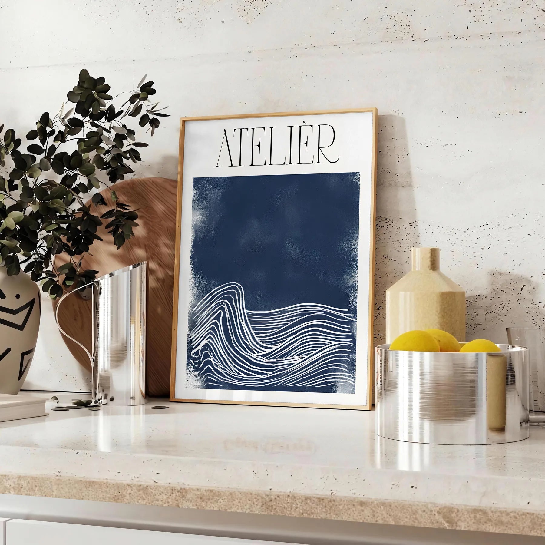space Atelier Maximalist poster vibrant blend blue green artistic expression unique wall art thoughtful gift print room decor preferred size A4 cm A0