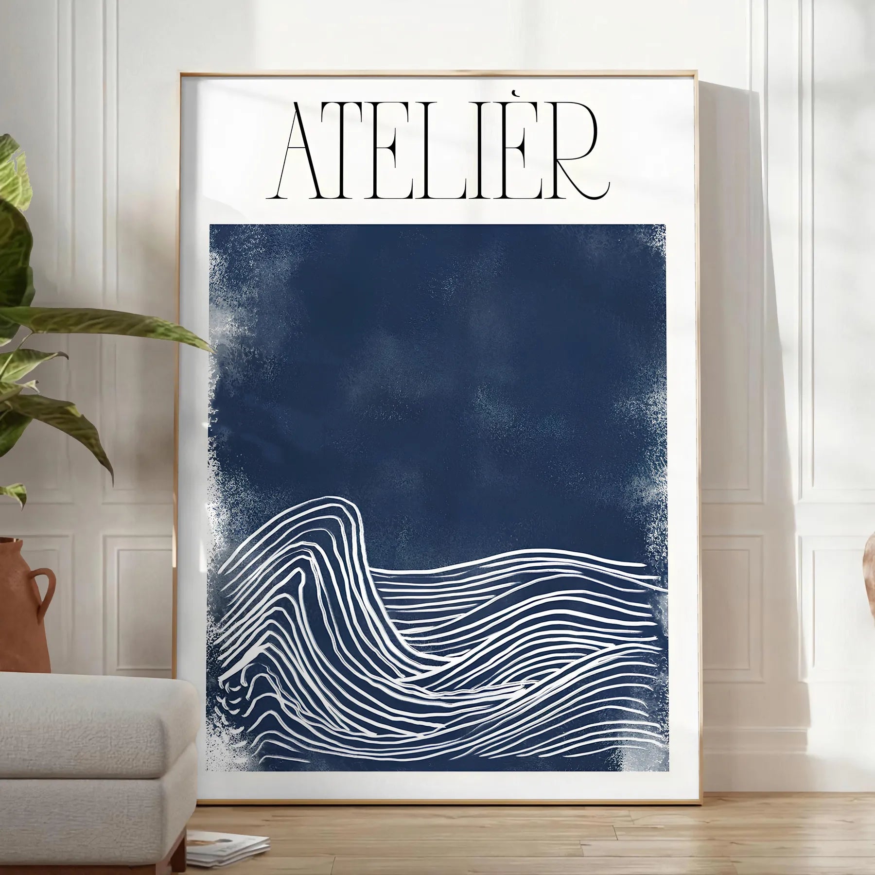 space Atelier Maximalist poster vibrant blend blue green artistic expression unique wall art thoughtful gift print room decor preferred size A4 cm A0
