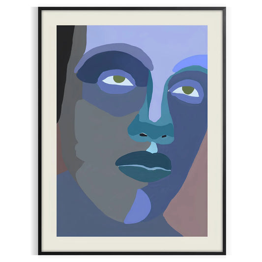 space abstract maximalist human poster captivating shades blue black striking wall art depth intrigue decor gift bold statement piece sizes A4 cm A0
