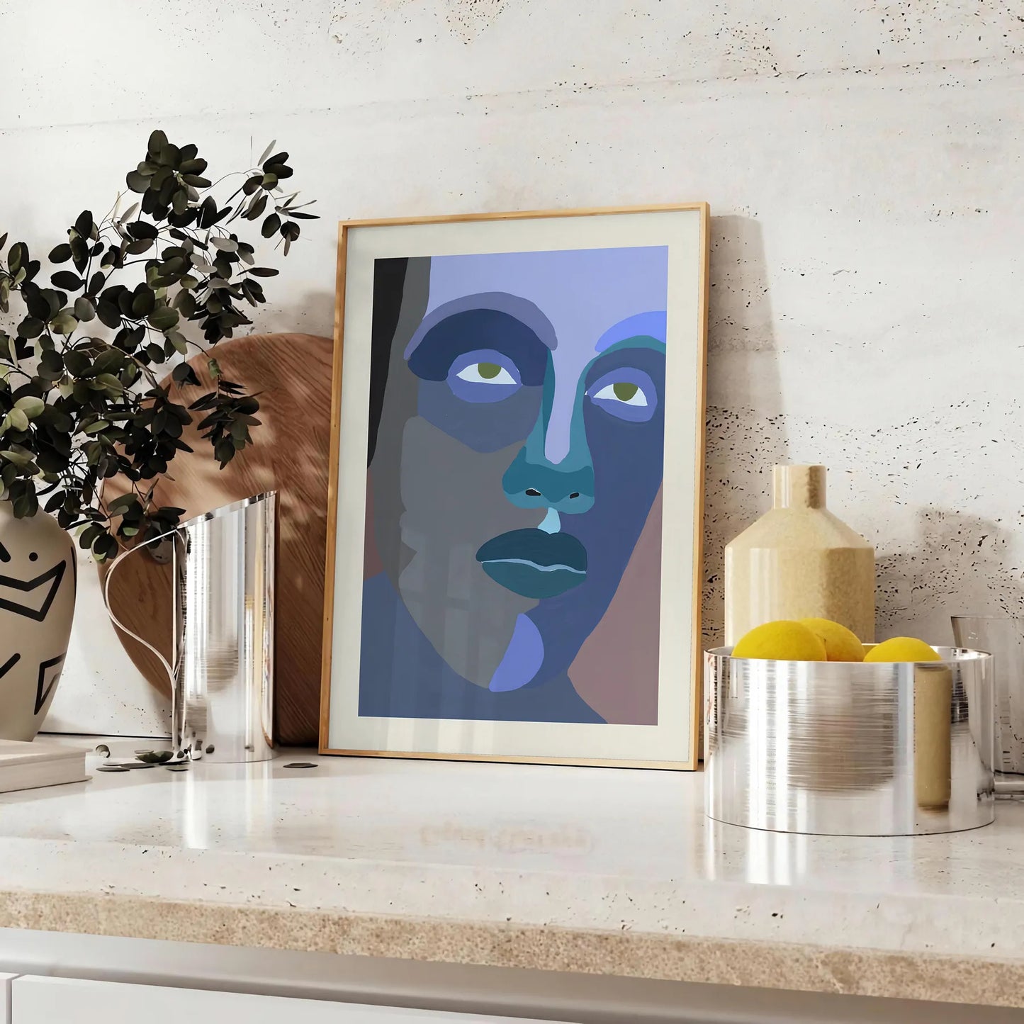 space abstract maximalist human poster captivating shades blue black striking wall art depth intrigue decor gift bold statement piece sizes A4 cm A0