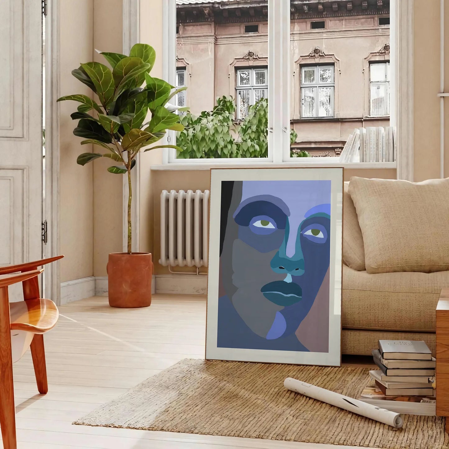 space abstract maximalist human poster captivating shades blue black striking wall art depth intrigue decor gift bold statement piece sizes A4 cm A0